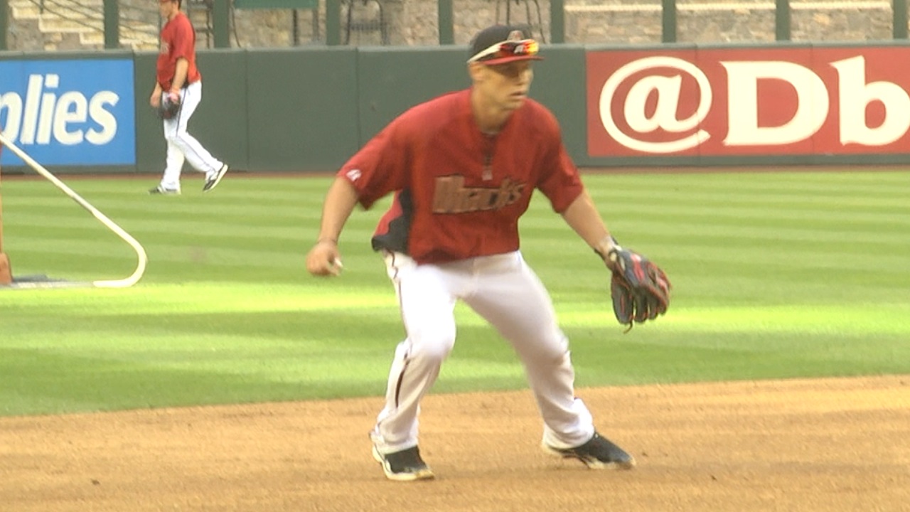 Shortstop Chris Owings fielding ground balls pregame